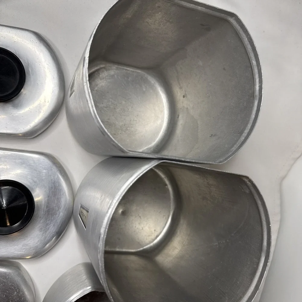 Vintage Set of (4) 1950s Kromex Aluminum Mid Century Canister Set Farm House